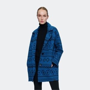 TONIA DEBELLIS MARISSA COAT | NAVY BLUE & BLACK | NWT